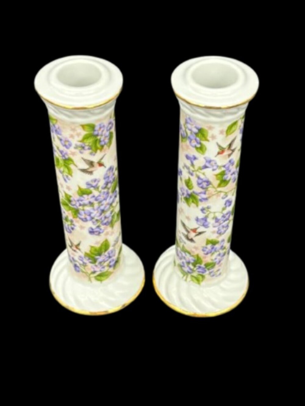 Vintage Cottagecore Crystal Cathedral Ministry Hummingbird  Candlestick Holders - Picture 2 of 10